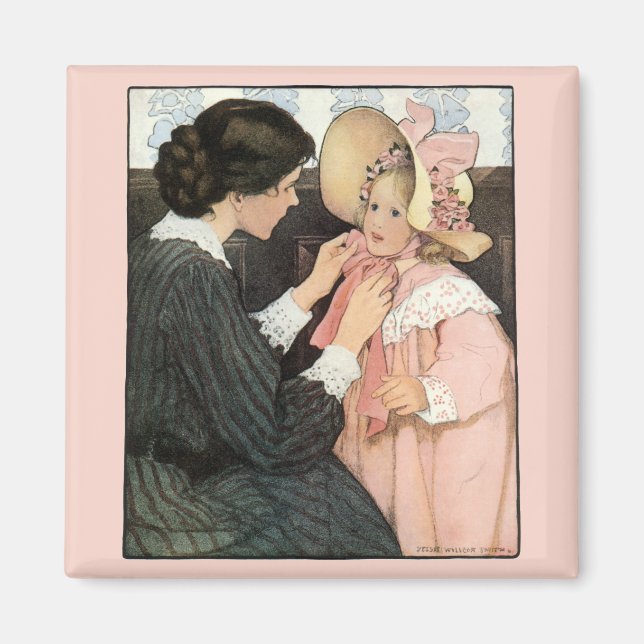 Aimant Mère vintage et enfant par Jessie Willcox Smith (Devant)