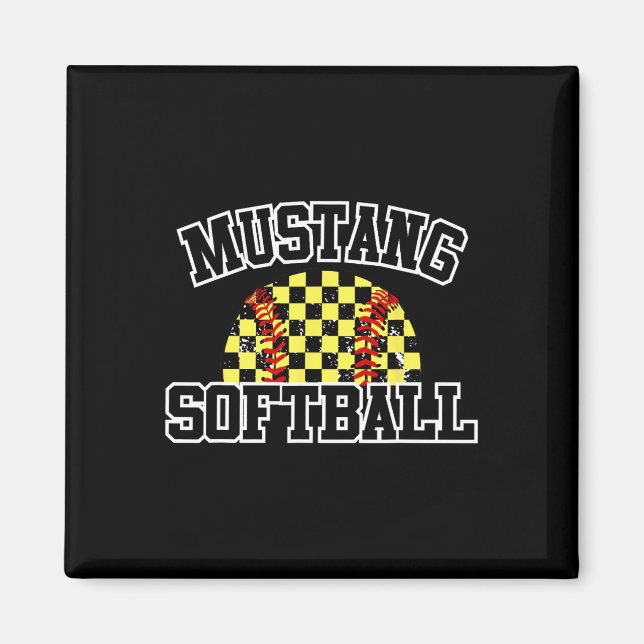 Aimant Mères de softball Mustangs Esprit scolaire Mustang (Devant)