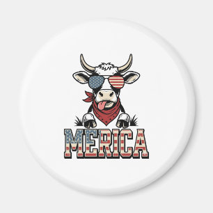 Aimant Merica Graphique de gravure vintage vache patrioti