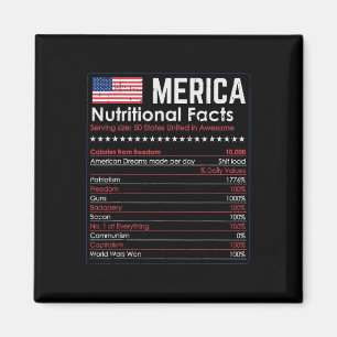 Aimant Merica Nutrition Fact Amusant Amérique 4 juillet P