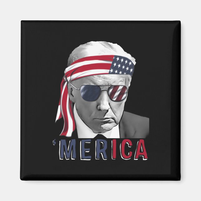 Aimant Merica Trump 4 juillet heureux Trump Drapeau améri (Devant)