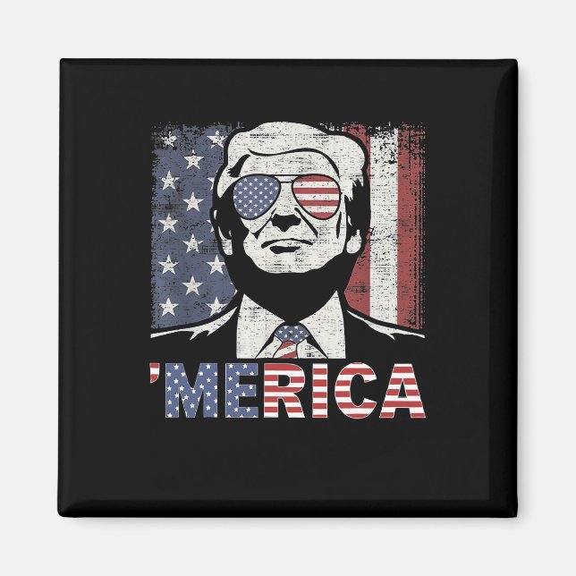 Aimant Merica Trump 4 juillet heureux Trump Drapeau améri (Devant)