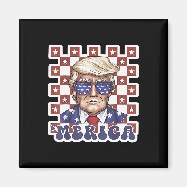 Aimant Merica Trump 4 juillet heureux Trump Drapeau améri (Devant)