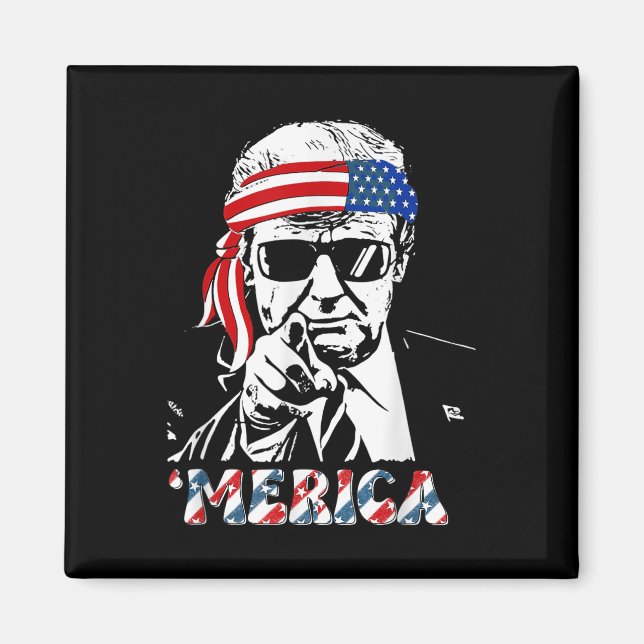 Aimant Merica Trump 4 juillet heureux Trump Drapeau améri (Devant)