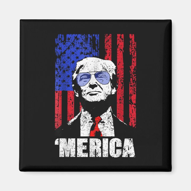 Aimant Merica Trump 4 juillet heureux Trump Drapeau améri (Devant)