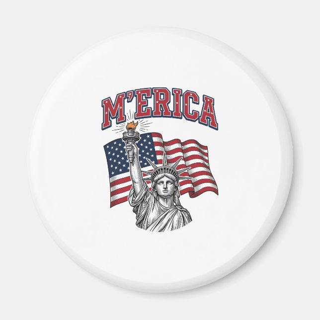 Aimant MERICA Vintage Liberté Patriotique (Devant)