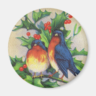 Aimant Merles et Noël de houx
