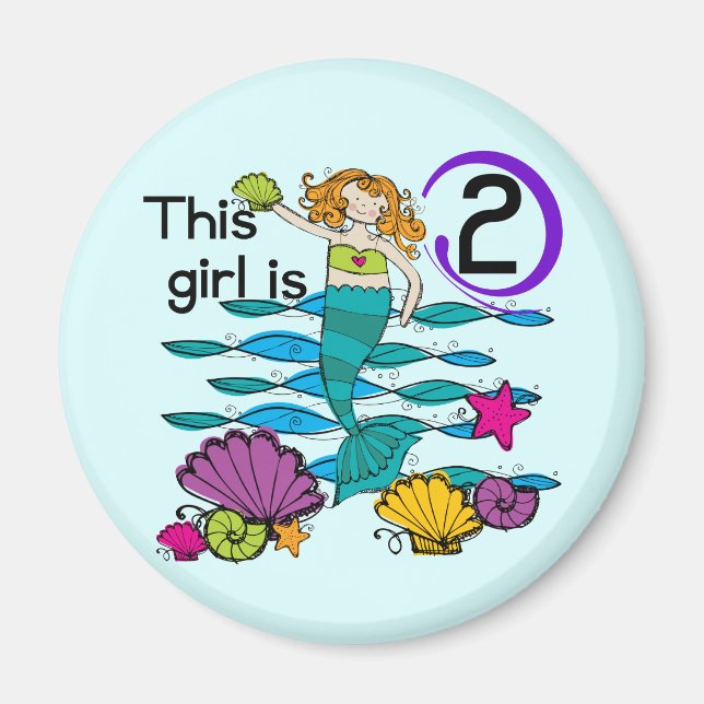 Aimant Mermaid 2e Anniversaire Tshirts et cadeaux (Devant)