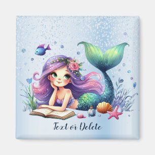 Aimant Mermaid Aquarelle Vie Marine Mignonne Belle