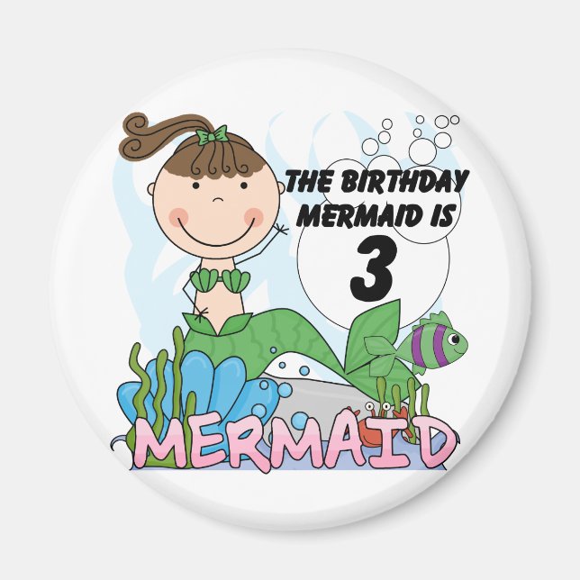 Aimant Mermaid T-shirts et cadeaux pour le 3ème anniversa (Devant)