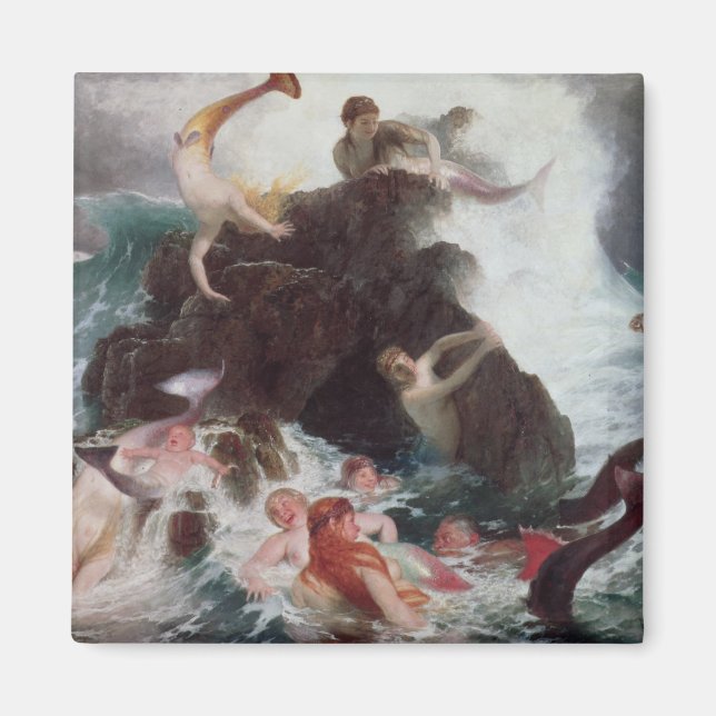 Aimant Mermaids à Play, 1886 (huile sur toile) (Devant)