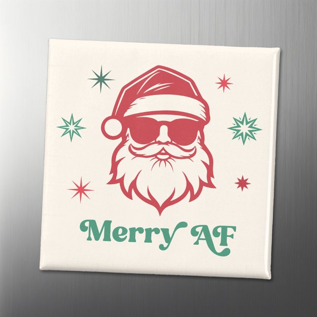 Aimant Merry AF cool Père Noël dans lunettes de soleil ét (Merry AF cool Santa in sunglasses retro stars Magnet)