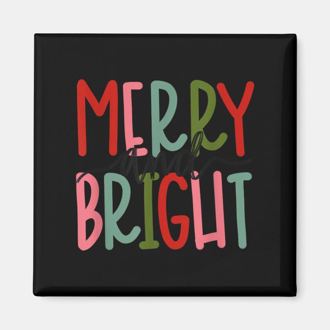 Aimant Merry And Bright Christmas Women Girls Kids Toddle (Devant)