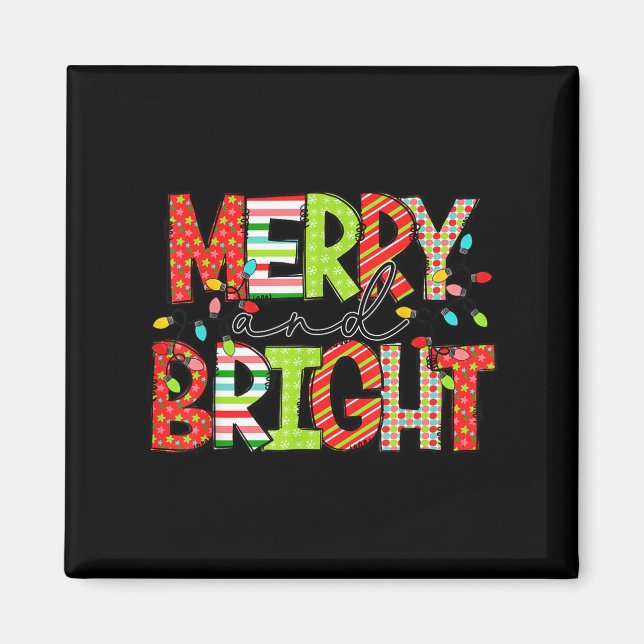 Aimant Merry And Bright Christmas Women Girls Kids Toddle (Devant)