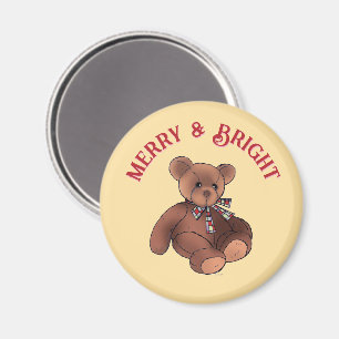 Aimant Merry and Bright Ourson Mignon Hiver Fêtes