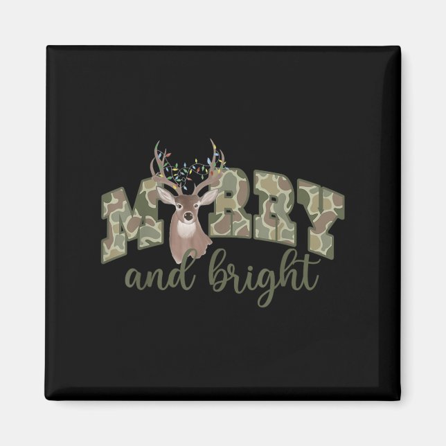 Aimant Merry And Christmas Bright Camouflage Reindeer Xma (Devant)
