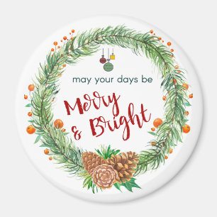 Aimant Merry & Bright Christmas Wreath