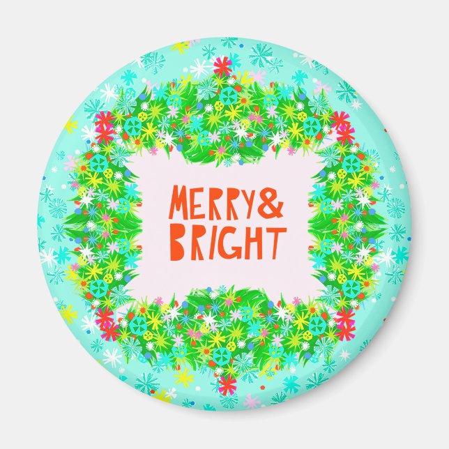 Aimant Merry & Bright Wreath (Devant)