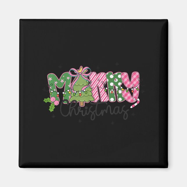 Aimant Merry Christmas Coquette Bow Family Xmas Men Women (Devant)