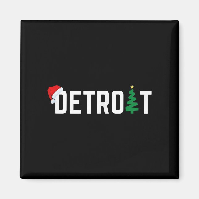 Aimant Merry Christmas Detroit Happy Holidays Michigan Sa (Devant)