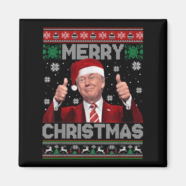 Aimant Merry Christmas Donald Trump Santa Family Xmas Ugl (Devant)