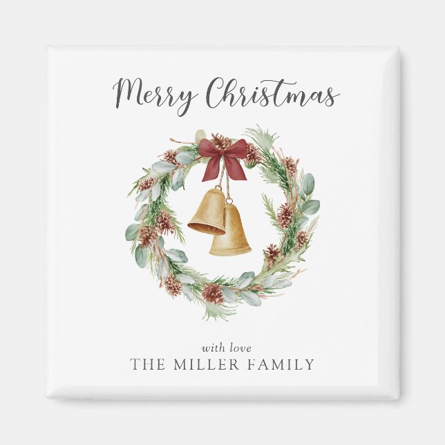 Aimant Merry Christmas Folift Wreath avec Golden Bells (Devant)