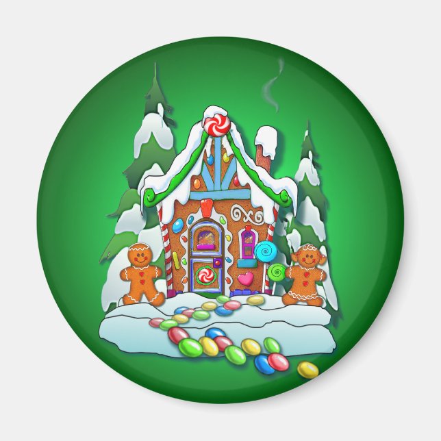 Aimant MERRY CHRISTMAS GINGERBREAD HOUSE par SHARON SHARP (Devant)