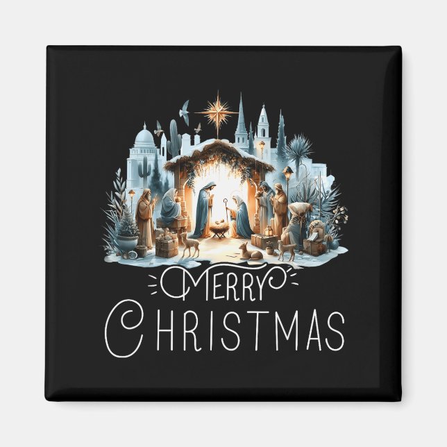 Aimant Merry Christmas Nativity Scene North Star Baby Jes (Devant)