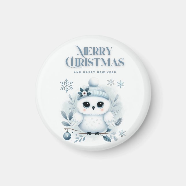Aimant Merry Christmas Owl (Devant)