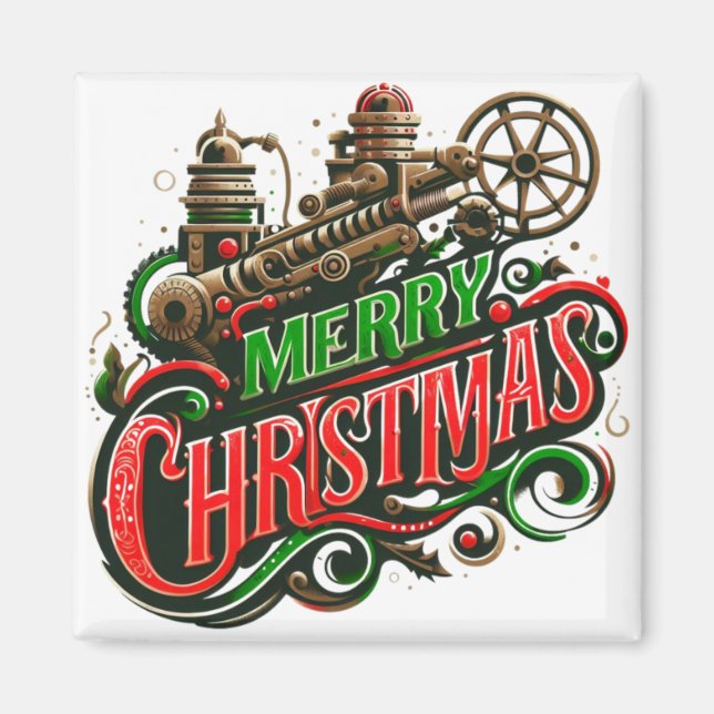 Aimant Merry Christmas steampunk (Devant)