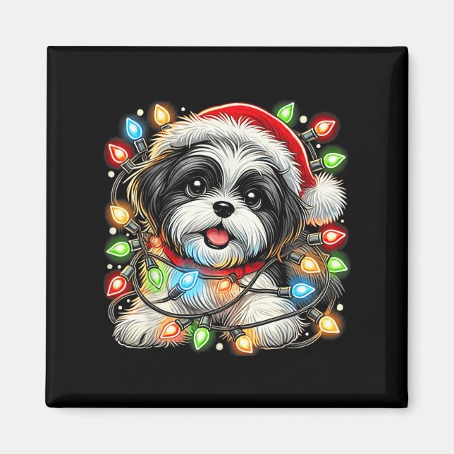 Aimant Merry Christmas Xmas Shih Tzu Santa Dog Men Women  (Devant)