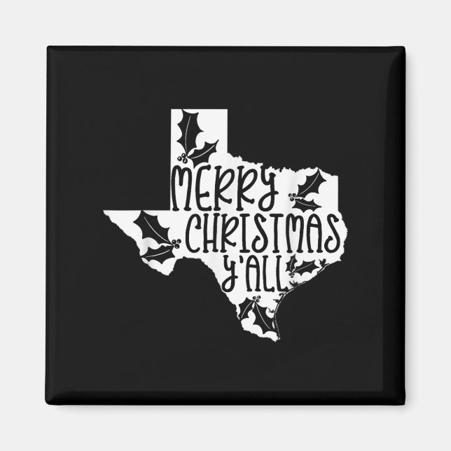 Aimant Merry Christmas Yall Texas Mistletoe White Graphic (Devant)