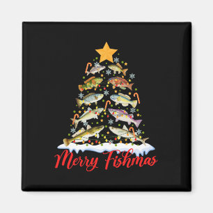 Aimant Merry Fishmas Funky Christmas Tree Lights Fish Fis