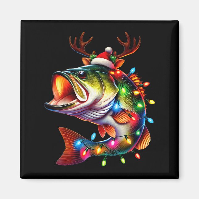 Aimant Merry Fishmas Santa Fishing Lovers Funny Fisherman (Devant)