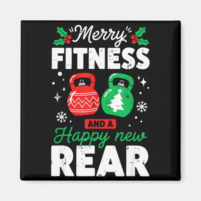 Aimant Merry Fitmas And A Happy New Rear Christmas Fitnes (Devant)