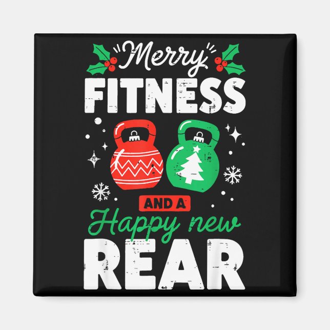 Aimant Merry Fitness Happy New Rear Christmas Holiday Gym (Devant)