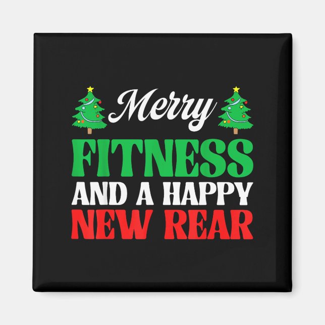 Aimant Merry Fitness Happy New Rear Workout Christmas  (Devant)