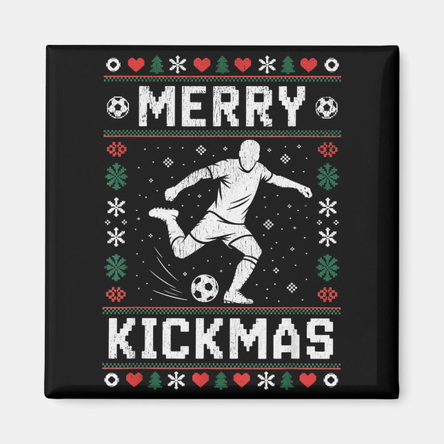 Aimant Merry Kickmas Funny Christmas Soccer Xmas  (Devant)