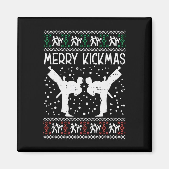 Aimant Merry Kickmas Ugly Christmas Karaté Jiu Jitsu Mart (Devant)