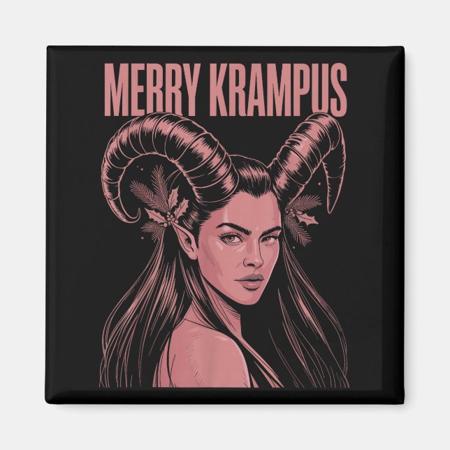 Aimant Merry Krampus Ironic Lilith Christmas Dark Feminin (Devant)