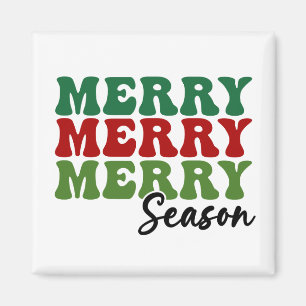 Aimant Merry Merry Merry Saison - Retro Holiday Art