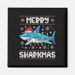 Aimant Merry Sharkmas Sharkmas Père Noël laids lumières d