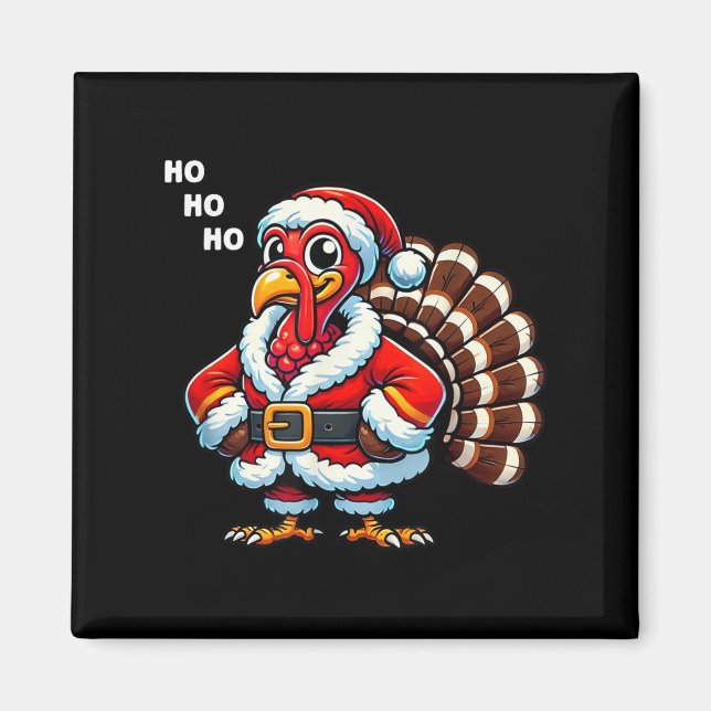 Aimant Merry Thanksmas Thanksgiving Turkey Xmas Funny Kid (Devant)