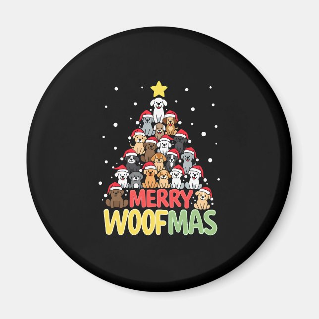 Aimant Merry Woofmas - Merry Christmas For Dog Lovers (3) (Devant)
