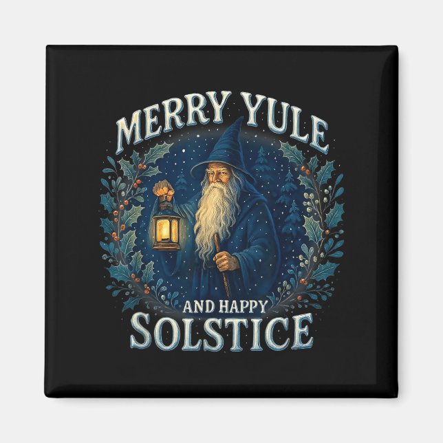 Aimant Merry Yule And Happy Solstice Mystic Winter Quote  (Devant)