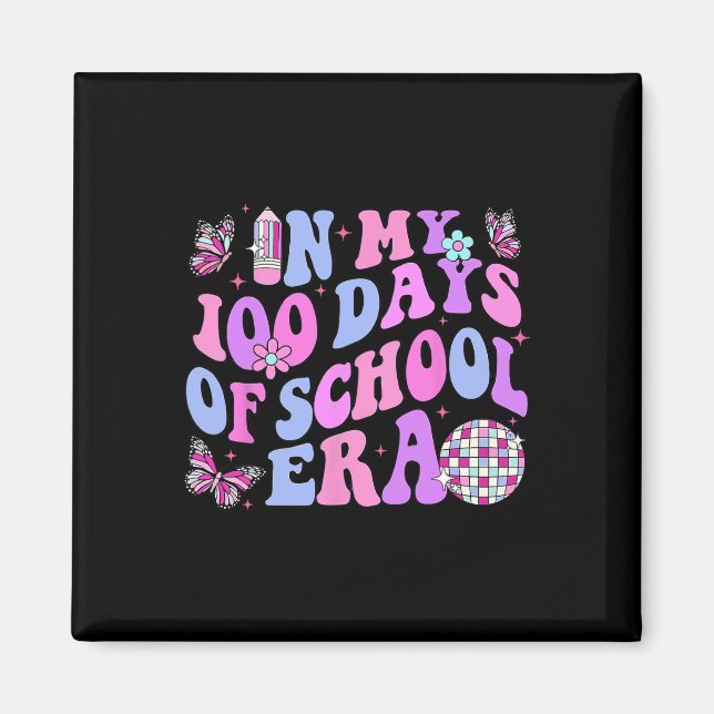 Aimant Mes 100 Jours De L'Ère De L'École Rétro Disco 100E (Devant)
