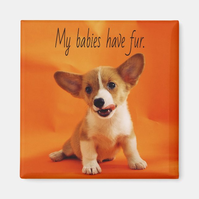 Aimant Mes bébés ont un chien à fourrure, de mignons chio (Devant)