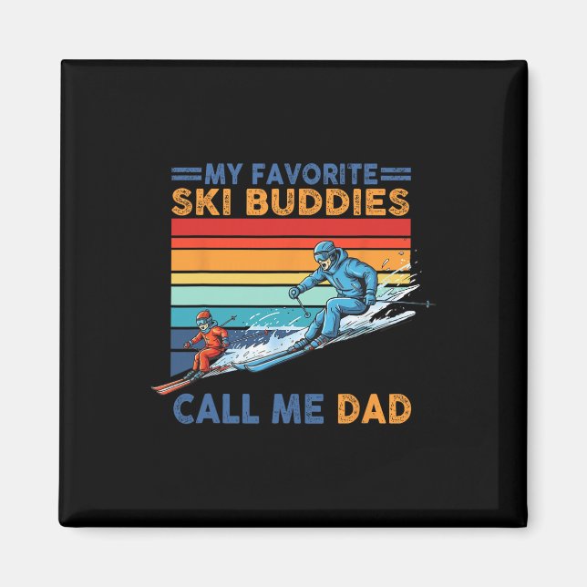 Aimant Mes potes de ski préférés m'appellent Papa Retro S (Devant)