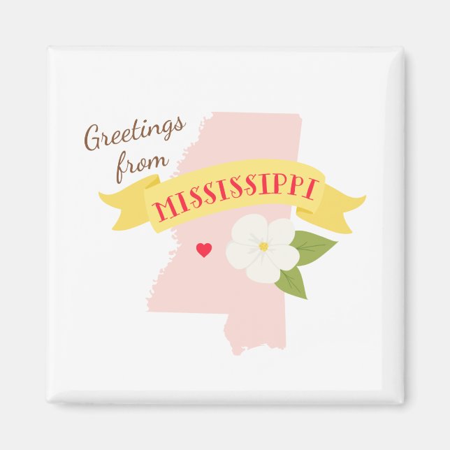 Aimant Message de bienvenue du Mississippi (Devant)