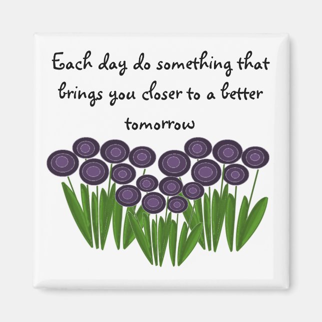 Aimant Message Inspirationnel Fleur Pourpre (Devant)